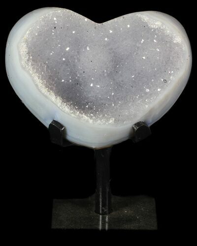 Polished, Agate Heart Filled with Druzy Quartz - Uruguay #62823